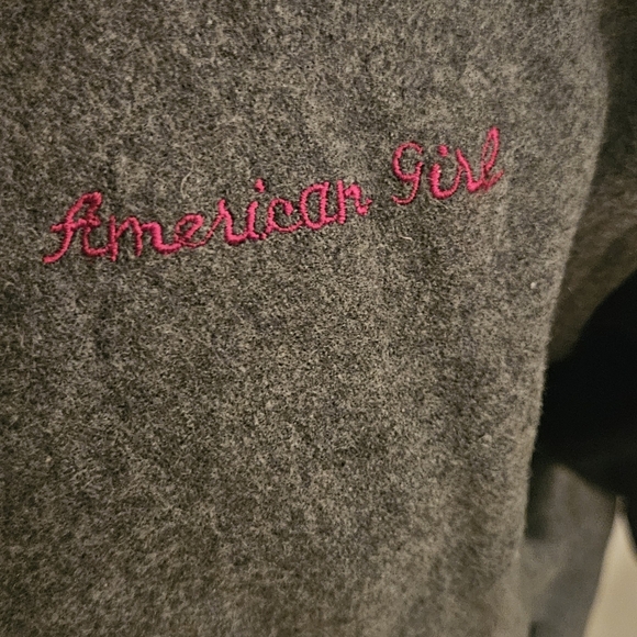 American Girl Varsity Jacket Embroidered Logo Gray Black Wool Blend Girls MEDIUM - Picture 3 of 9